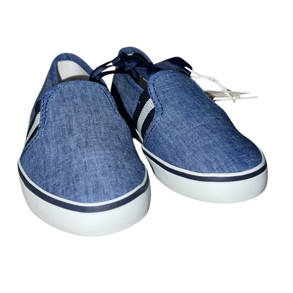 Janie & Jack Chambray Stripe Slip On Sneaker Sz 6 Unisex Blue Denim - Picture 5 of 10